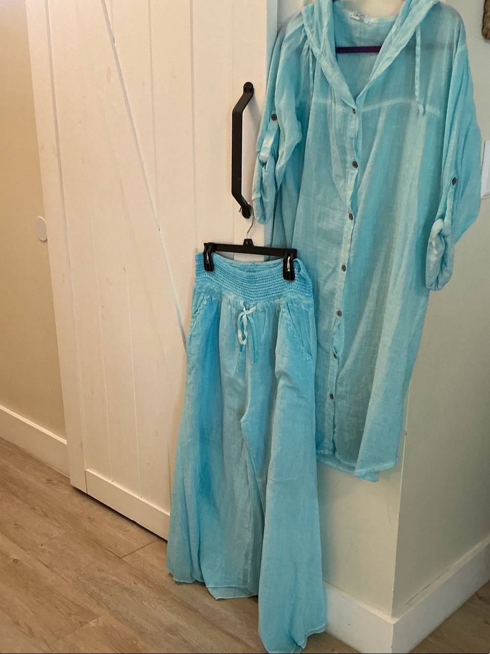 Light Blue Women's Smocked Waist Maxi Skirt